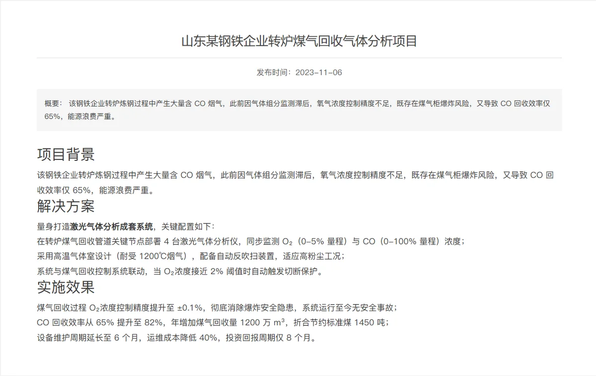 Public project record for converter gas recovery analysis